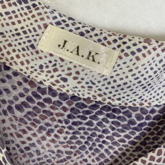 JAK Snakeskin Print Sheer Silk Popover Blouse Medium - Picture 4 of 6